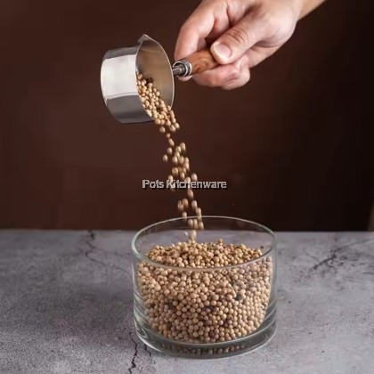 SUS 304 Sauce Cup Sauce Dish Short Wooden Handle; Pinggan Sos Cawan Sos Pemegang Kayu Pendek; 酱杯酱盘带短木柄 SUS 304 Sauce Cup Sauce Dish Short Wooden Handle; Pinggan Sos Cawan Sos Pemegang Kayu Pendek; 酱杯酱盘带短木柄