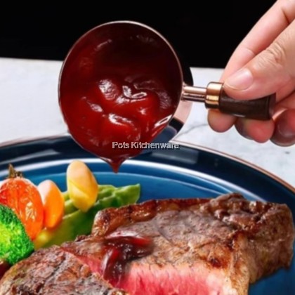 SUS 304 Sauce Cup Sauce Dish Short Wooden Handle; Pinggan Sos Cawan Sos Pemegang Kayu Pendek; 酱杯酱盘带短木柄 SUS 304 Sauce Cup Sauce Dish Short Wooden Handle; Pinggan Sos Cawan Sos Pemegang Kayu Pendek; 酱杯酱盘带短木柄