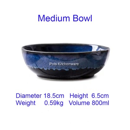 Porcelain Sky Blue Round Soup Bowl Plate; Pinggan Mangkuk Sup Bulat Biru Langit Porcelain; 瓷天蓝色圆形汤碗盘