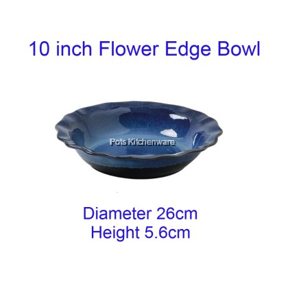 Porcelain Sky Blue Round Soup Bowl Plate; Pinggan Mangkuk Sup Bulat Biru Langit Porcelain; 瓷天蓝色圆形汤碗盘