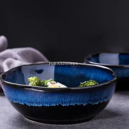 Porcelain Sky Blue Round Soup Bowl Plate; Pinggan Mangkuk Sup Bulat Biru Langit Porcelain; 瓷天蓝色圆形汤碗盘