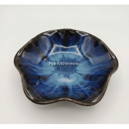 Porcelain Sky Blue Round Soup Bowl Plate; Pinggan Mangkuk Sup Bulat Biru Langit Porcelain; 瓷天蓝色圆形汤碗盘