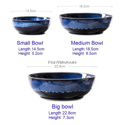 Porcelain Sky Blue Round Soup Bowl Plate; Pinggan Mangkuk Sup Bulat Biru Langit Porcelain; 瓷天蓝色圆形汤碗盘