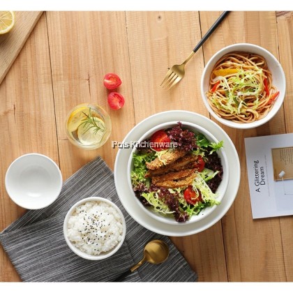 White Porcelain Luo Han Bowl Rice Bowl, Porselin Mangkuk Nasi Warna Putih 白色陶瓷米饭碗罗汉碗