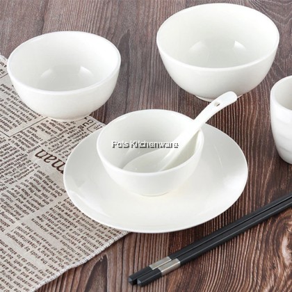 White Porcelain Luo Han Bowl Rice Bowl, Porselin Mangkuk Nasi Warna Putih 白色陶瓷米饭碗罗汉碗