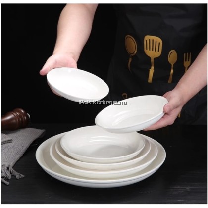 White Porcelain Rice/Fruit Plate, Pinggan Nasi/Buah Porcelain Putih, 白瓷饭果盘