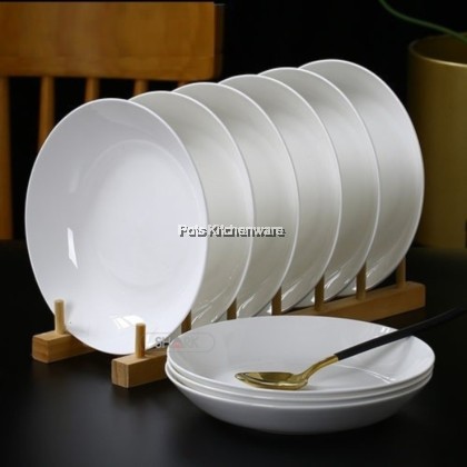 White Porcelain Rice/Fruit Plate, Pinggan Nasi/Buah Porcelain Putih, 白瓷饭果盘
