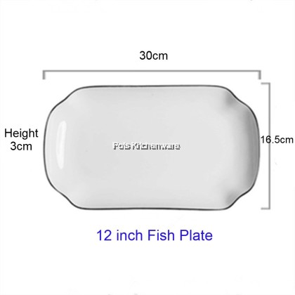 Home Ceramic Tableware, Plate Bowl Black Edge Series; Pinggan Mangkuk Seramik Rumah, 简约北欧碗碟套装家用陶瓷餐具餐具个性盘碗黑边系列