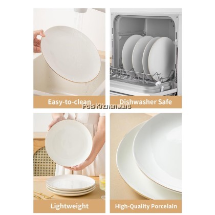 White Porcelain Flat Plate, Porselin Pinggan Rata Warna Putih, 白色陶瓷平盘