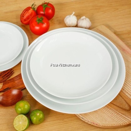 White Porcelain Flat Plate, Porselin Pinggan Rata Warna Putih, 白色陶瓷平盘