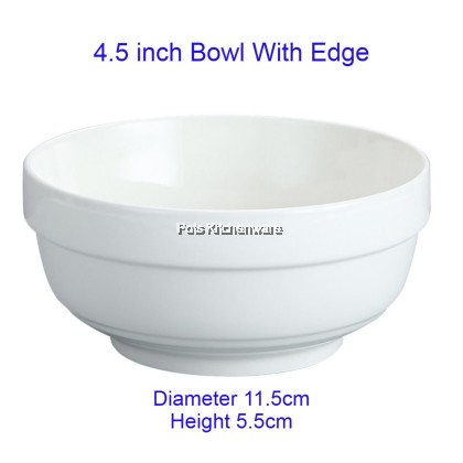 White Porcelain Bowl With Edge, Porselin Mangkuk Dengan Tepi Warna Putih 白色陶瓷护边碗