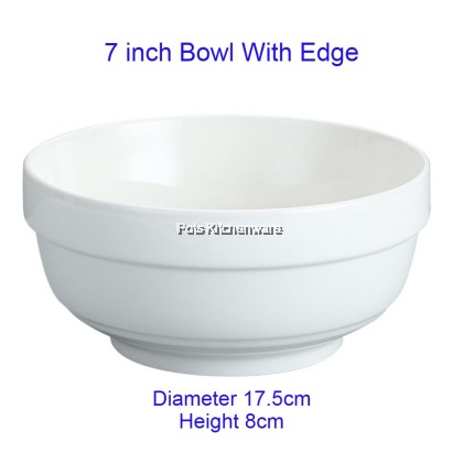 White Porcelain Bowl With Edge, Porselin Mangkuk Dengan Tepi Warna Putih 白色陶瓷护边碗
