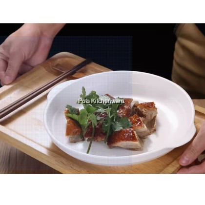 White Porcelain Abalone Plate, Porselin Pinggan Abalon Warna Putih, 白色陶瓷鲍鱼盘
