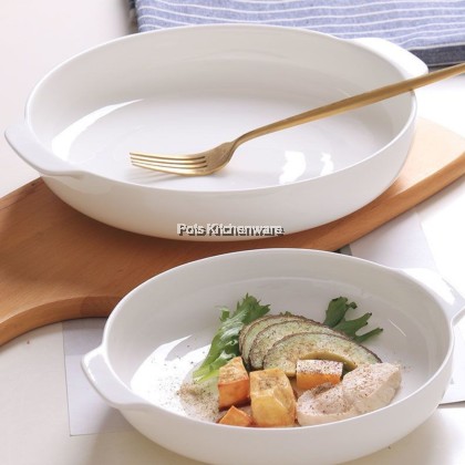 White Porcelain Abalone Plate, Porselin Pinggan Abalon Warna Putih, 白色陶瓷鲍鱼盘