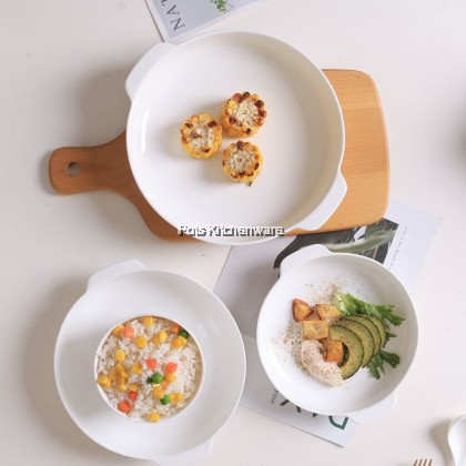 White Porcelain Abalone Plate, Porselin Pinggan Abalon Warna Putih, 白色陶瓷鲍鱼盘