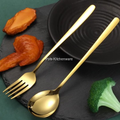 Stainless Steel Gold Spoon Fork Chopstick Set | Penyepit Sudu Garpu Emas | 不锈钢金色勺叉筷子