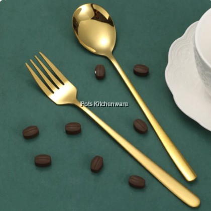 Stainless Steel Gold Spoon Fork Chopstick Set | Penyepit Sudu Garpu Emas | 不锈钢金色勺叉筷子