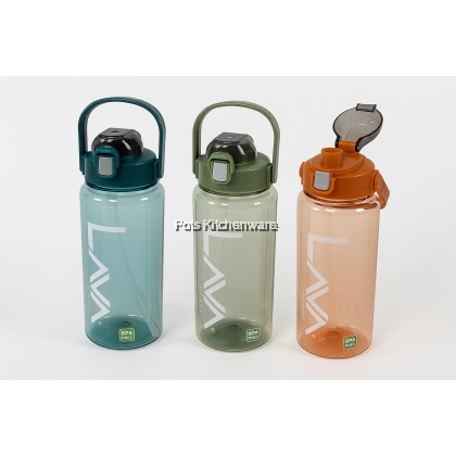 【1.0L & 2.0L】LAVA Brand BPA Free Water Bottle Plastic Tumbler With Straw With Handle Grip Press Open Top | Botol Air | 超大容量水瓶