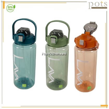 【1.0L & 2.0L】LAVA Brand BPA Free Water Bottle Plastic Tumbler With Straw With Handle Grip Press Open Top | Botol Air | 超大容量水瓶