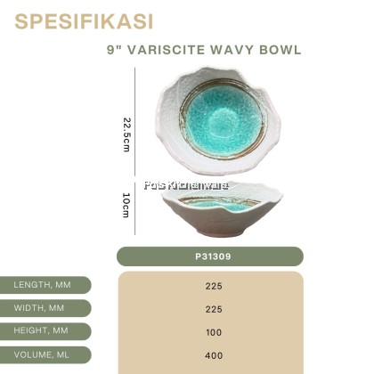 Variscite Porcelain Bowl Series – Wavy / Korean / Ramen / Square Bowl – Elegant Ceramic Tableware P31000