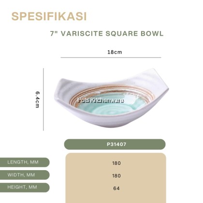 Variscite Porcelain Bowl Series – Wavy / Korean / Ramen / Square Bowl – Elegant Ceramic Tableware P31000
