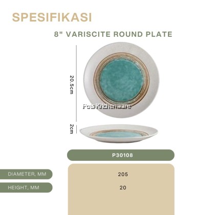 Variscite Porcelain Plate Series- Round Serving/ Deep/ Round Deep/ Western/ Round- P30000