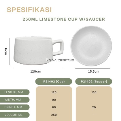 【Limestone Series】 Elegant Ceramic Tableware Set – Bowl, Tea Cup, Mug, Coffee Cup with Saucer & Spoon P21000