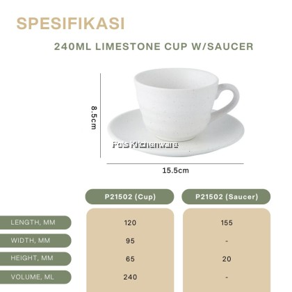 【Limestone Series】 Elegant Ceramic Tableware Set – Bowl, Tea Cup, Mug, Coffee Cup with Saucer & Spoon P21000