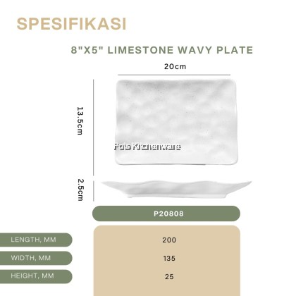 【Limestone Series】 Dinner/ Round/ Serving/ Western/ Hat shape/ square/ wavy plate- P20000