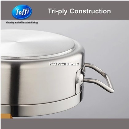 TOFFI 3 Layers Stainless Steel Casserole Pot 2 Handle with Lid- C5500 TOFFI 3 Layers Stainless Steel Casserole Pot 2 Handle with Lid- C5500