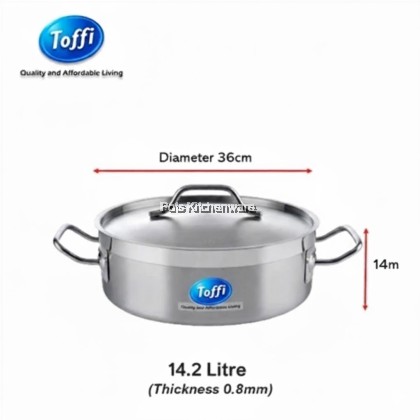 TOFFI 3 Layers Stainless Steel Casserole Pot 2 Handle with Lid- C5500 TOFFI 3 Layers Stainless Steel Casserole Pot 2 Handle with Lid- C5500