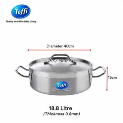 TOFFI 3 Layers Stainless Steel Casserole Pot 2 Handle with Lid- C5500 TOFFI 3 Layers Stainless Steel Casserole Pot 2 Handle with Lid- C5500