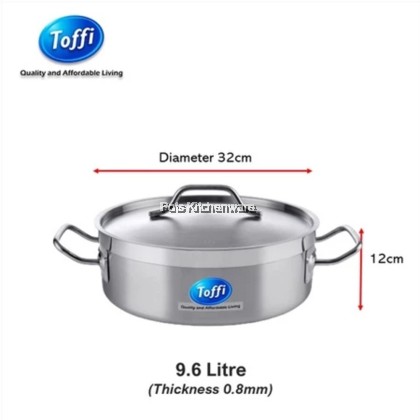 TOFFI 3 Layers Stainless Steel Casserole Pot 2 Handle with Lid- C5500 TOFFI 3 Layers Stainless Steel Casserole Pot 2 Handle with Lid- C5500
