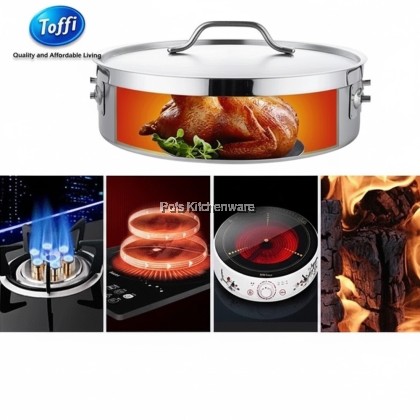 TOFFI 3 Layers Stainless Steel Casserole Pot 2 Handle with Lid- C5500 TOFFI 3 Layers Stainless Steel Casserole Pot 2 Handle with Lid- C5500