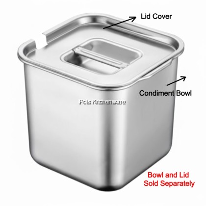Toffi Stainless Steel Square Condiment Bowl & Lid- K5700