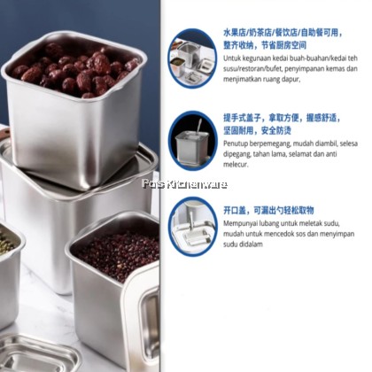 Toffi Stainless Steel Square Condiment Bowl & Lid- K5700