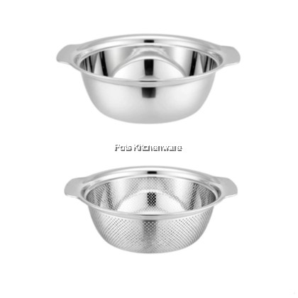 Toffi SUS201 Stainless Steel Bowl Basin Strainer Colander with handle- K5100