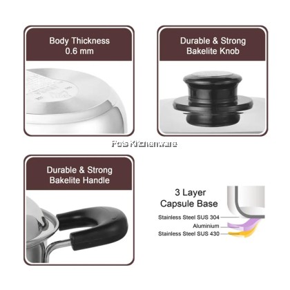 100% Original Zebra Thailand 泰国斑马牌 Stainless Steel 304 Extra 20cm/22cm/24cm Plus Sauce Pot