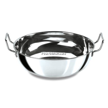 17cm/19cm/23cm Stainless Steel Personal Small Hot Pot Mini Wok Karahi Wok Double Handle Ear - SS1040M