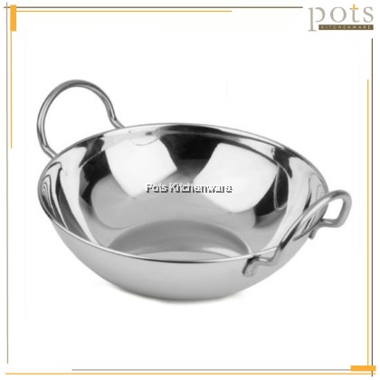 17cm/19cm/23cm Stainless Steel Personal Small Hot Pot Mini Wok Karahi Wok Double Handle Ear - SS1040M