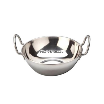 17cm/19cm/23cm Stainless Steel Personal Small Hot Pot Mini Wok Karahi Wok Double Handle Ear - SS1040M