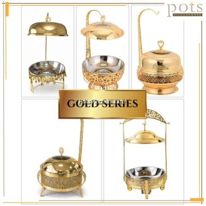 5 STARS HOTEL GRADE Elegant Gold Chafing Dish Dome Bell Warmer Round 8L Pemanas Makanan Bulat Emas 金色圆形自助餐炉S00-B9048M 5 STARS HOTEL GRADE Elegant Gold Chafing Dish Dome Bell Warmer Round 8L Pemanas Makanan Bulat Emas 金色圆形自助餐炉S00-B9048M