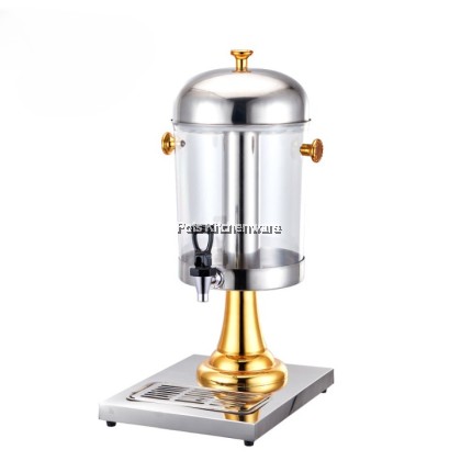 Hotel Grade 8L Gold Beverage Dispenser Stainless Steel and Plastic PC Barrel Dispenser 金色不锈钢PC果汁桶B3900G Hotel Grade 8L Gold Beverage Dispenser Stainless Steel and Plastic PC Barrel Dispenser 金色不锈钢PC果汁桶B3900G