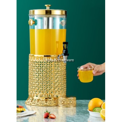 Hotel Grade 8L Gold Beverage Dispenser Stainless Steel and Plastic PC Barrel Dispenser 金色不锈钢PC果汁桶B3900G Hotel Grade 8L Gold Beverage Dispenser Stainless Steel and Plastic PC Barrel Dispenser 金色不锈钢PC果汁桶B3900G