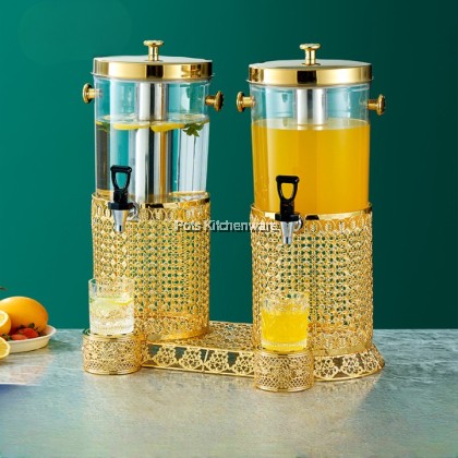 Hotel Grade 8L Gold Beverage Dispenser Stainless Steel and Plastic PC Barrel Dispenser 金色不锈钢PC果汁桶B3900G Hotel Grade 8L Gold Beverage Dispenser Stainless Steel and Plastic PC Barrel Dispenser 金色不锈钢PC果汁桶B3900G