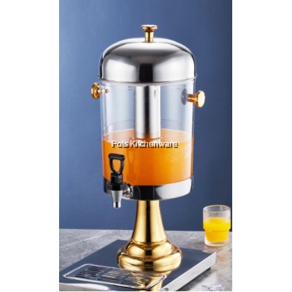 Hotel Grade 8L Gold Beverage Dispenser Stainless Steel and Plastic PC Barrel Dispenser 金色不锈钢PC果汁桶B3900G Hotel Grade 8L Gold Beverage Dispenser Stainless Steel and Plastic PC Barrel Dispenser 金色不锈钢PC果汁桶B3900G