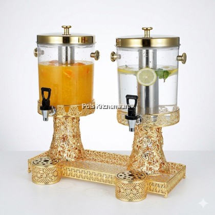 Hotel Grade 8L Gold Beverage Dispenser Stainless Steel and Plastic PC Barrel Dispenser 金色不锈钢PC果汁桶B3900G Hotel Grade 8L Gold Beverage Dispenser Stainless Steel and Plastic PC Barrel Dispenser 金色不锈钢PC果汁桶B3900G