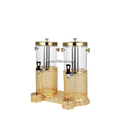 Hotel Grade 8L Gold Beverage Dispenser Stainless Steel and Plastic PC Barrel Dispenser 金色不锈钢PC果汁桶B3900G Hotel Grade 8L Gold Beverage Dispenser Stainless Steel and Plastic PC Barrel Dispenser 金色不锈钢PC果汁桶B3900G
