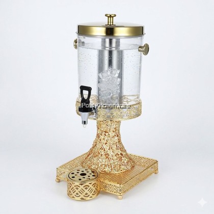Hotel Grade 8L Gold Beverage Dispenser Stainless Steel and Plastic PC Barrel Dispenser 金色不锈钢PC果汁桶B3900G Hotel Grade 8L Gold Beverage Dispenser Stainless Steel and Plastic PC Barrel Dispenser 金色不锈钢PC果汁桶B3900G