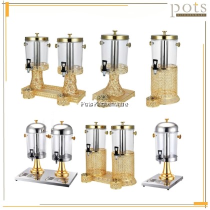 Hotel Grade 8L Gold Beverage Dispenser Stainless Steel and Plastic PC Barrel Dispenser 金色不锈钢PC果汁桶B3900G Hotel Grade 8L Gold Beverage Dispenser Stainless Steel and Plastic PC Barrel Dispenser 金色不锈钢PC果汁桶B3900G